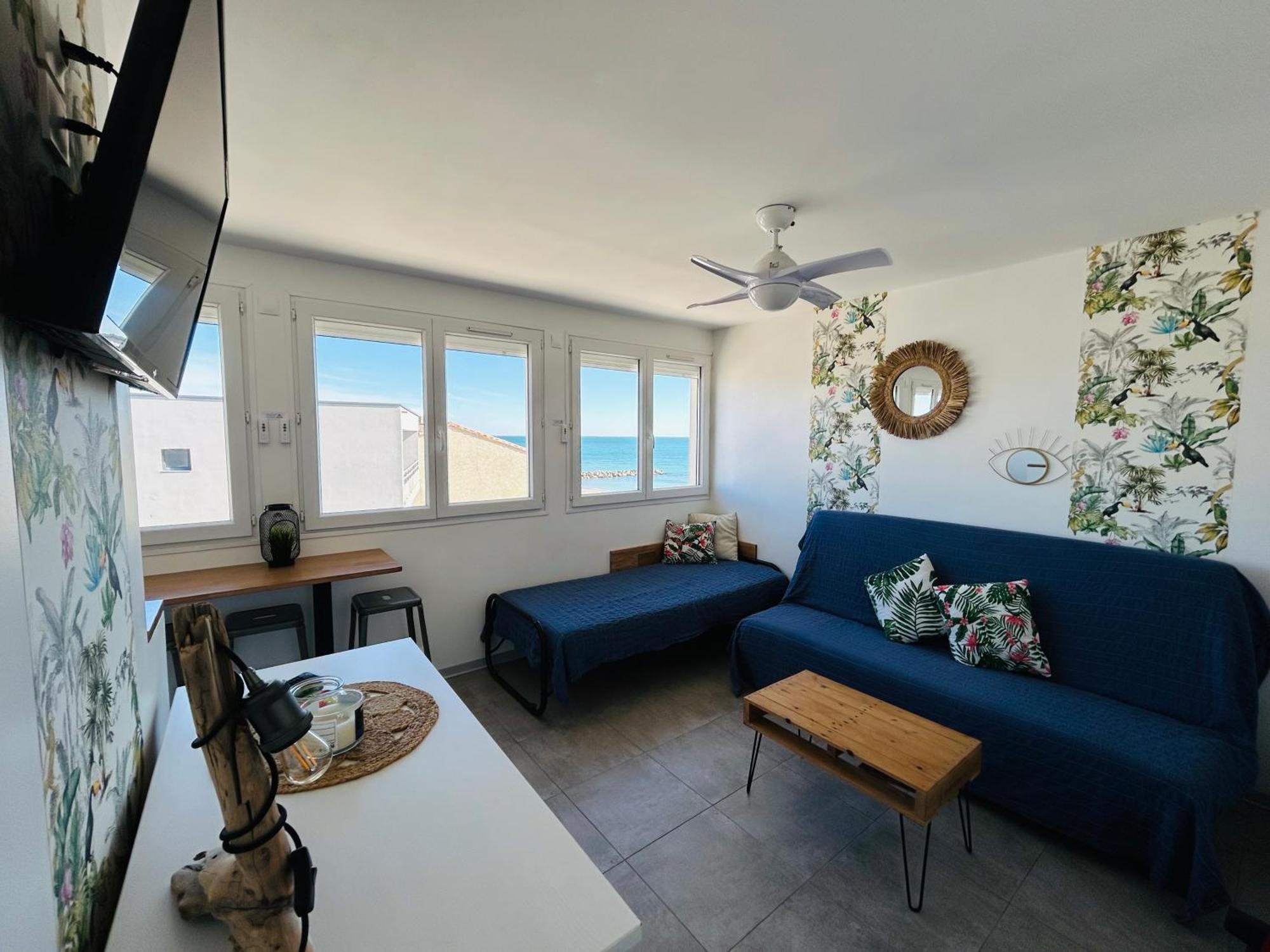 Estudio 1Ere Ligne Vue Mer ,Place De Parking Privee Acces A La Plage De La Residence 3Eme Etage Палава-ле-Фло Экстерьер фото